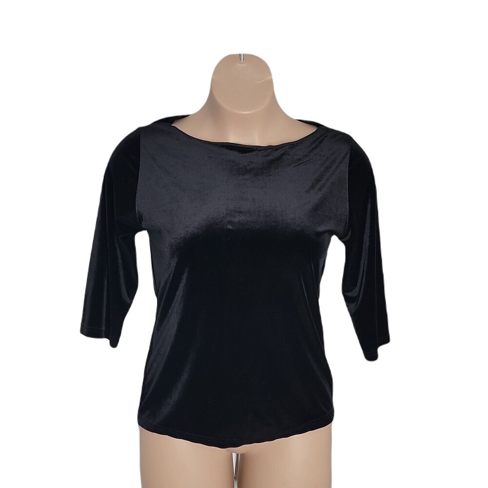 Paul Harris Design Classy Blouse Shirt ~ Sz L ~ Black ~ 3/4 Sleeve